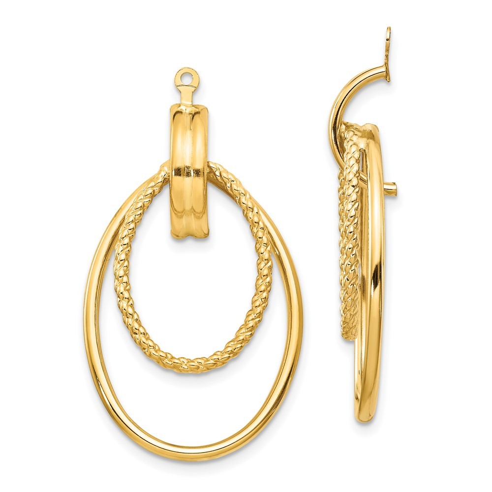14k Yellow Gold Polished Double Oval Earring Jackets
