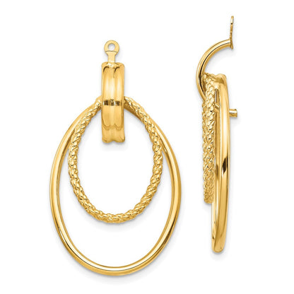 14k Yellow Gold Polished Double Oval Earring Jackets