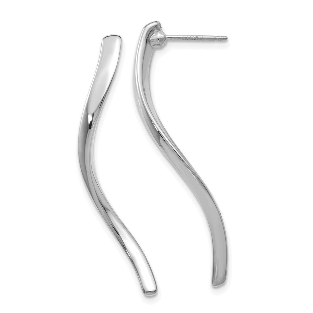 14k White Gold Long Curled Earrings