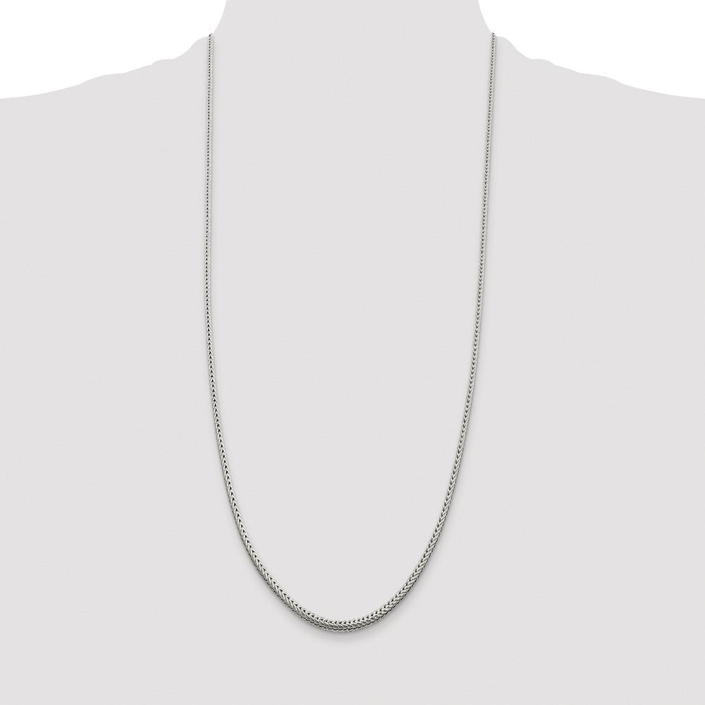Sterling Silver Rhodium-plated 2.5mm Diamond-cut Round Franco Chain