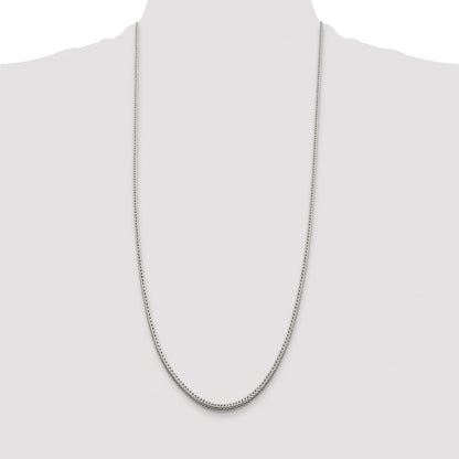 Sterling Silver Rhodium-plated 2.5mm Diamond-cut Round Franco Chain