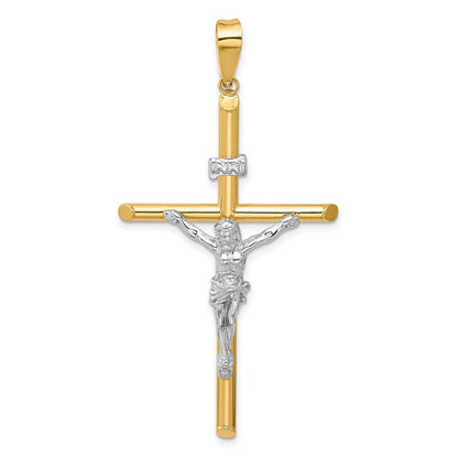 14k Two-tone Gold Polished Jesus Crucifix Pendant for Women