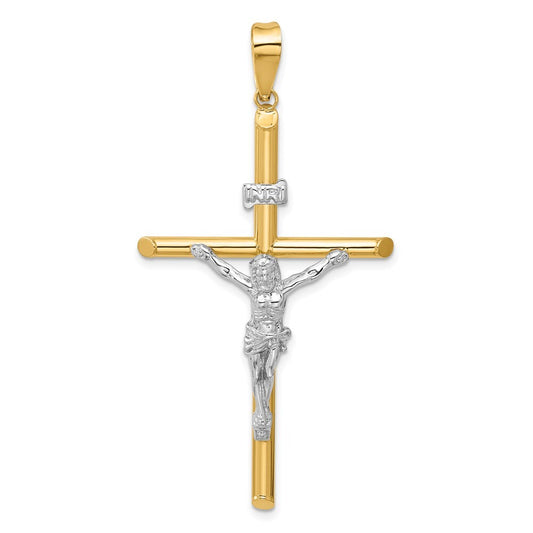 14k Two-tone Gold Polished Jesus Crucifix Pendant for Women