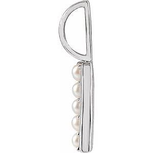 14k White Gold Cultured White Freshwater Pearl Initial A Charm Pendant