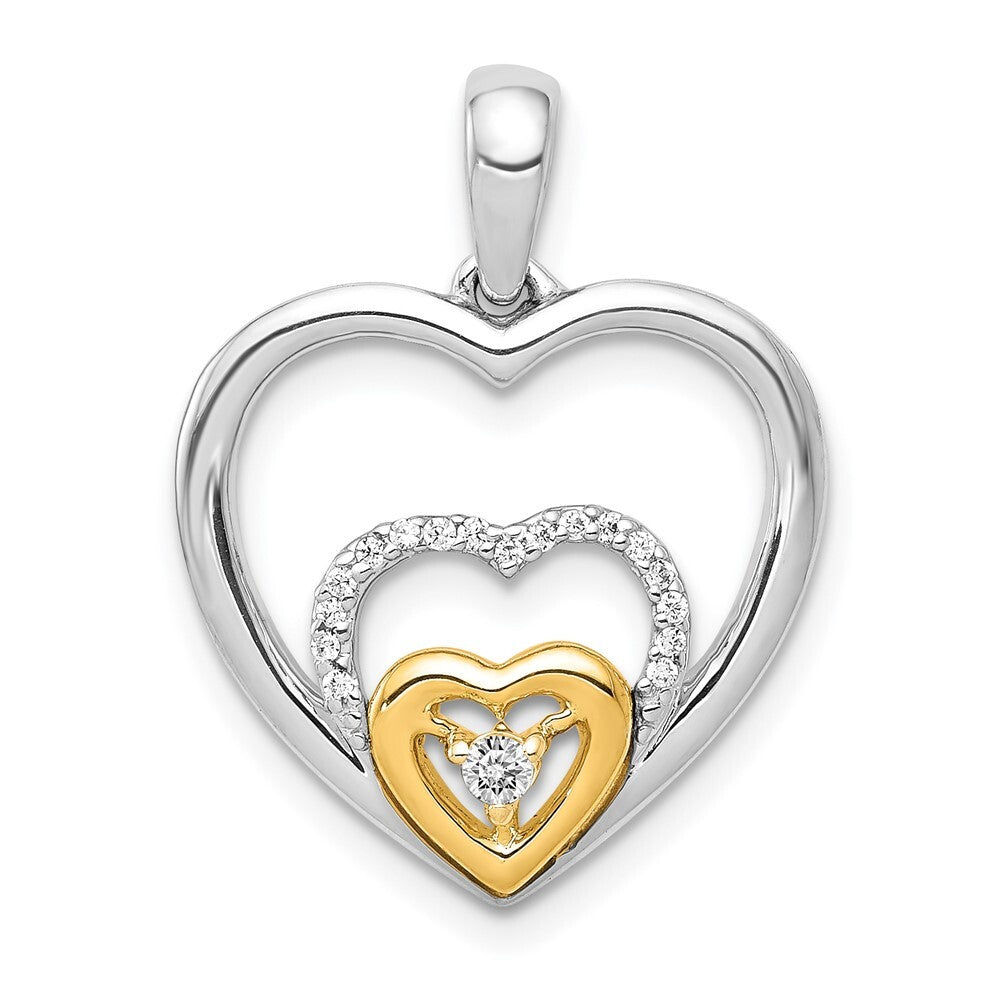 14k Two-tone Gold 1/15ct. Diamond Triple Heart Pendant for Women