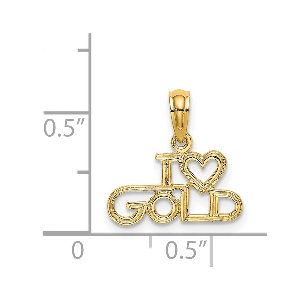 14k Yellow Gold Polished / Textured I LOVE Charm