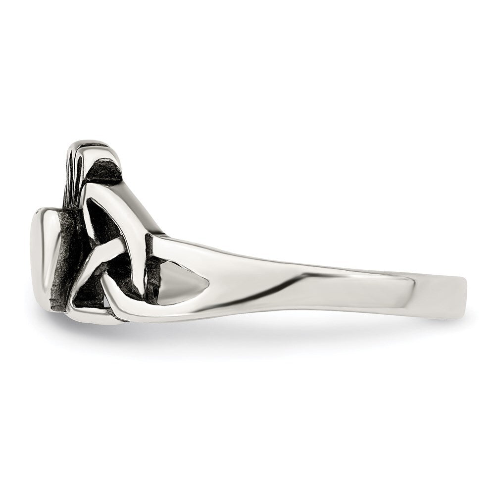 Sterling Silver Antiqued Claddagh Ring Size 6