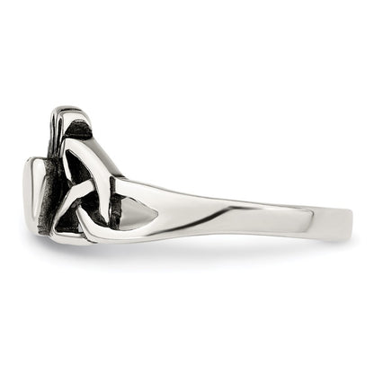 Sterling Silver Antiqued Claddagh Ring Size 6