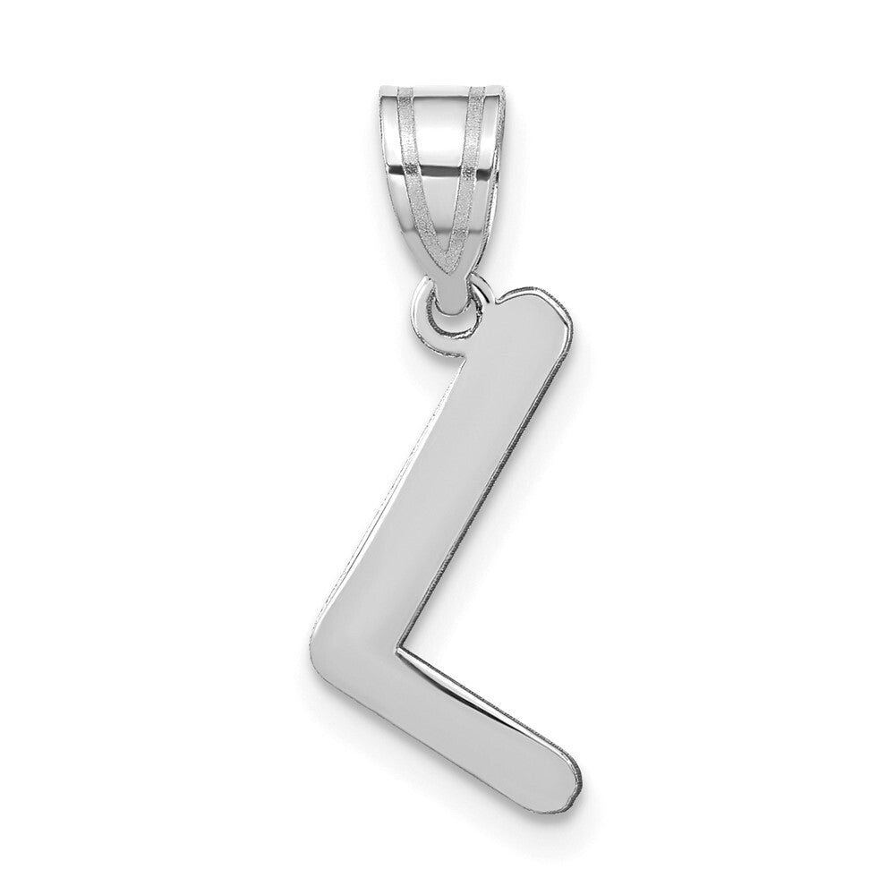 14k White Gold Polished Bubble Letter L Initial Pendant for Women