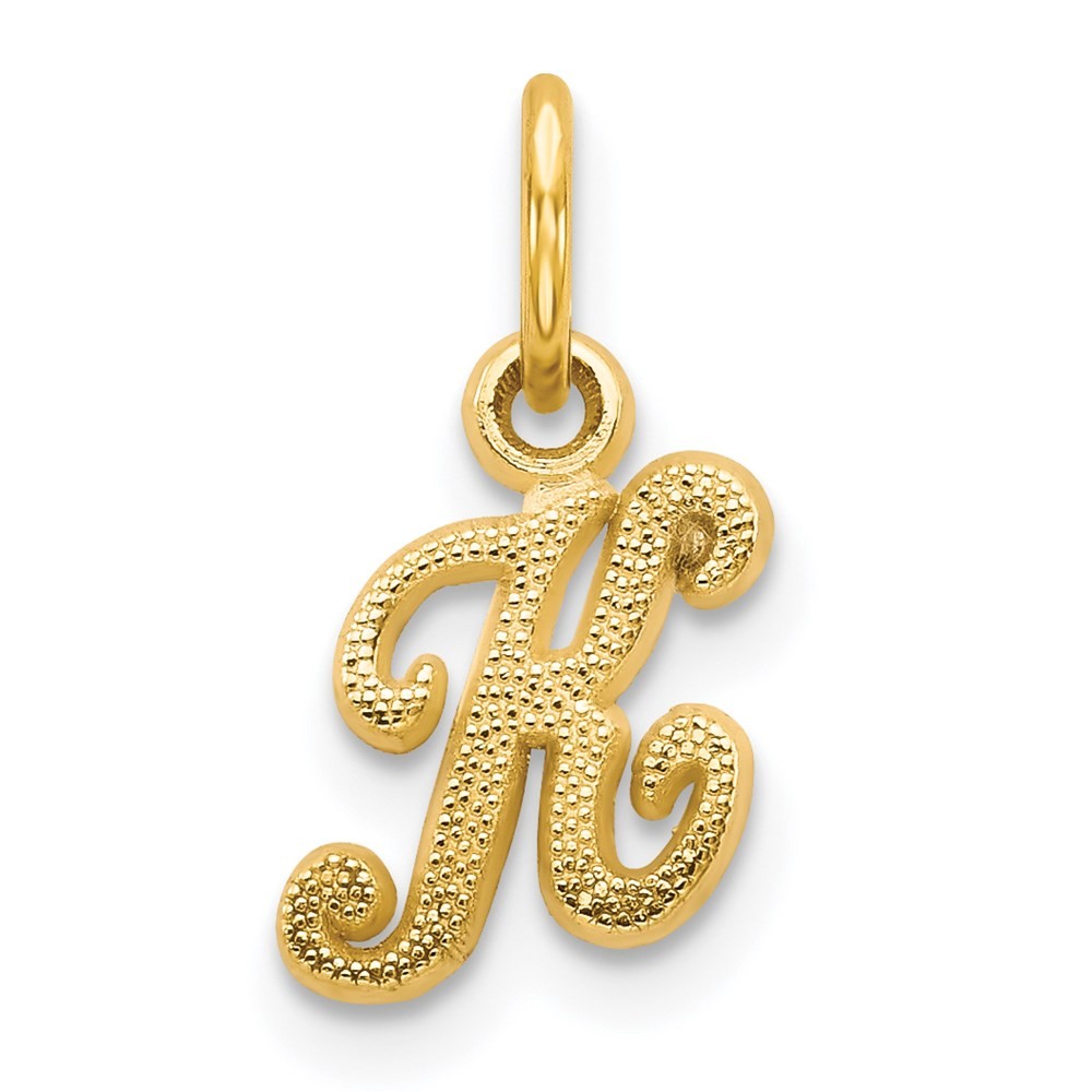 14k Yellow Gold Script Letter K Initial Charm