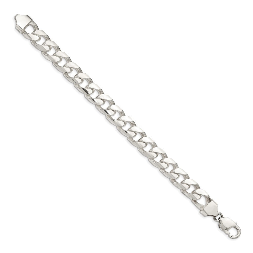 Sterling Silver 11mm Domed w/ Side Diamond-Cut Curb Chain Bracelet