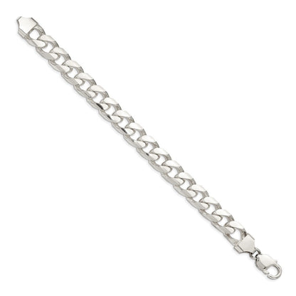 Sterling Silver 11mm Domed w/ Side Diamond-Cut Curb Chain Bracelet