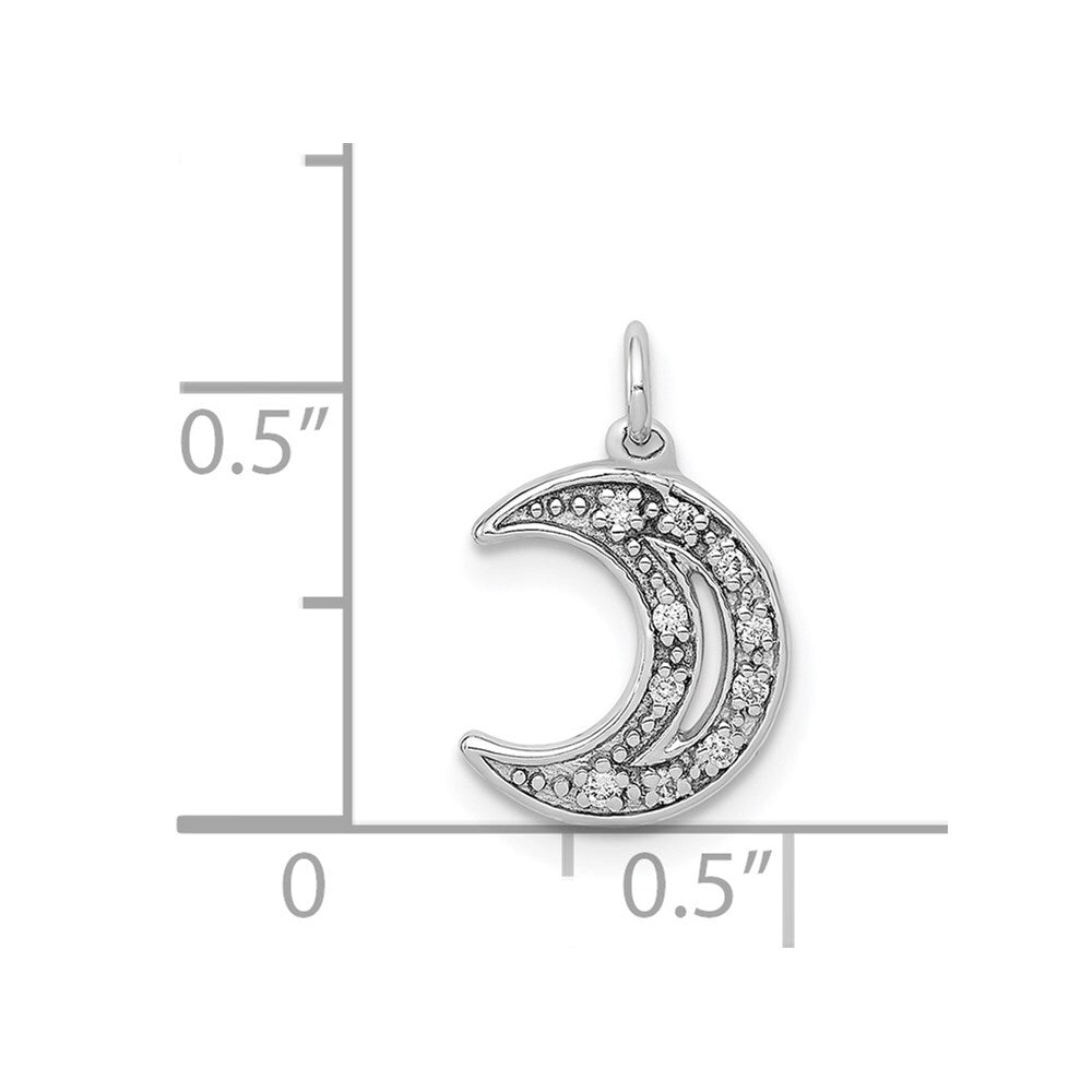 14k White Gold Diamond Moon Charm Pendant for Women