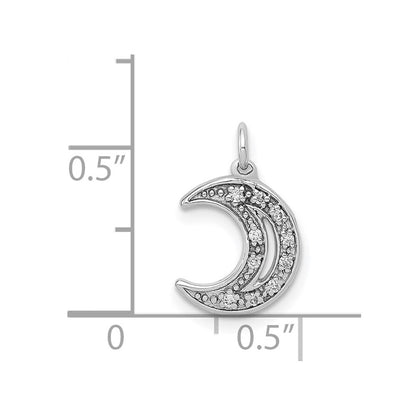 14k White Gold Diamond Moon Charm Pendant for Women