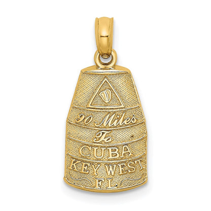 14k Yellow Gold Small Southern Most Point USA / KEY WEST FL Charm Pendant