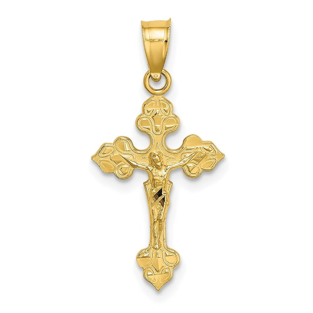 14k Yellow Gold Crucifix  Fancy Tips Charm Pendant for Women