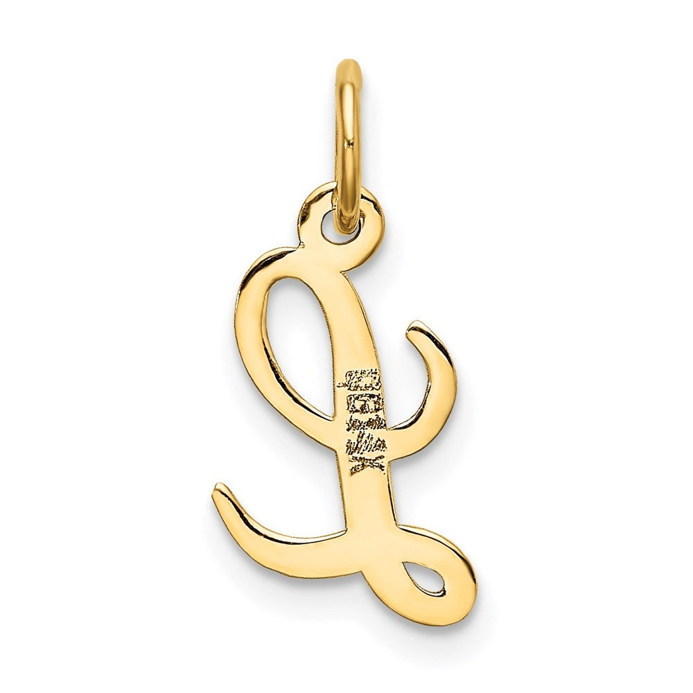 14k Yellow Gold Small Script Letter L Initial Charm Pendant