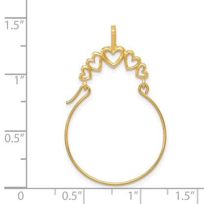14k Yellow Gold Polished 5-Heart Charm Holder