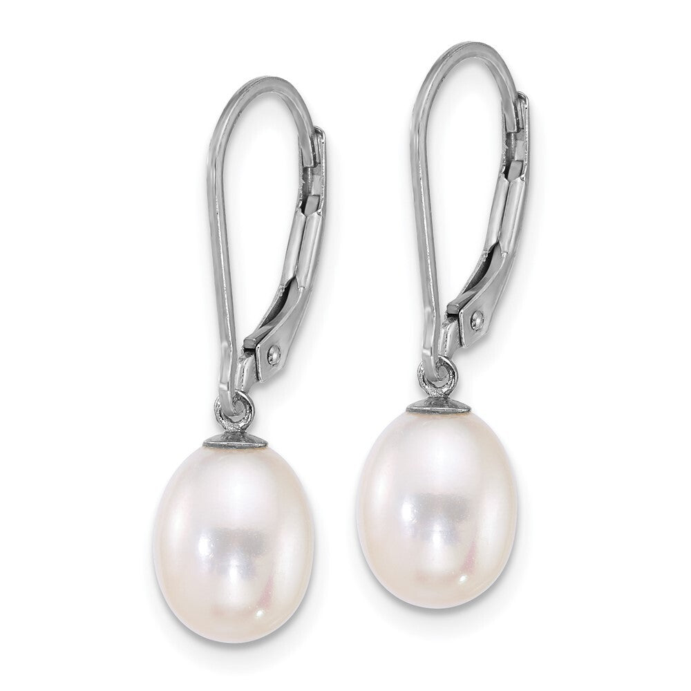 Sterling Silver Black & White Rice Cultured Pearl Earrings with Enhancers Set