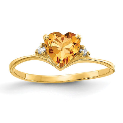 14k Yellow Gold Citrine Diamond Ring