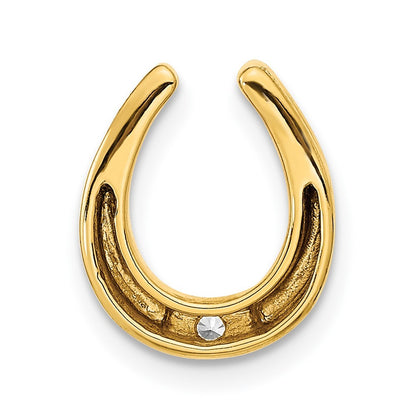 14k Yellow Gold Polished 1/15 carat Diamond Fancy Horseshoe Chain Slide