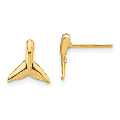 14k Yellow Gold Mini Whale Tail Earrings