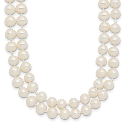 14k Yellow Gold 5-6mm White Near Round Cultured Pearl Double Strand Necklace 18"