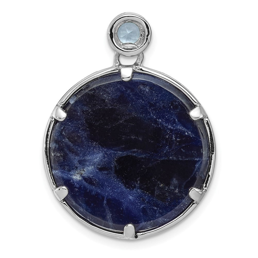 Sterling Silver Rhodium-plated w Sodalite & Blue Topaz Pendant