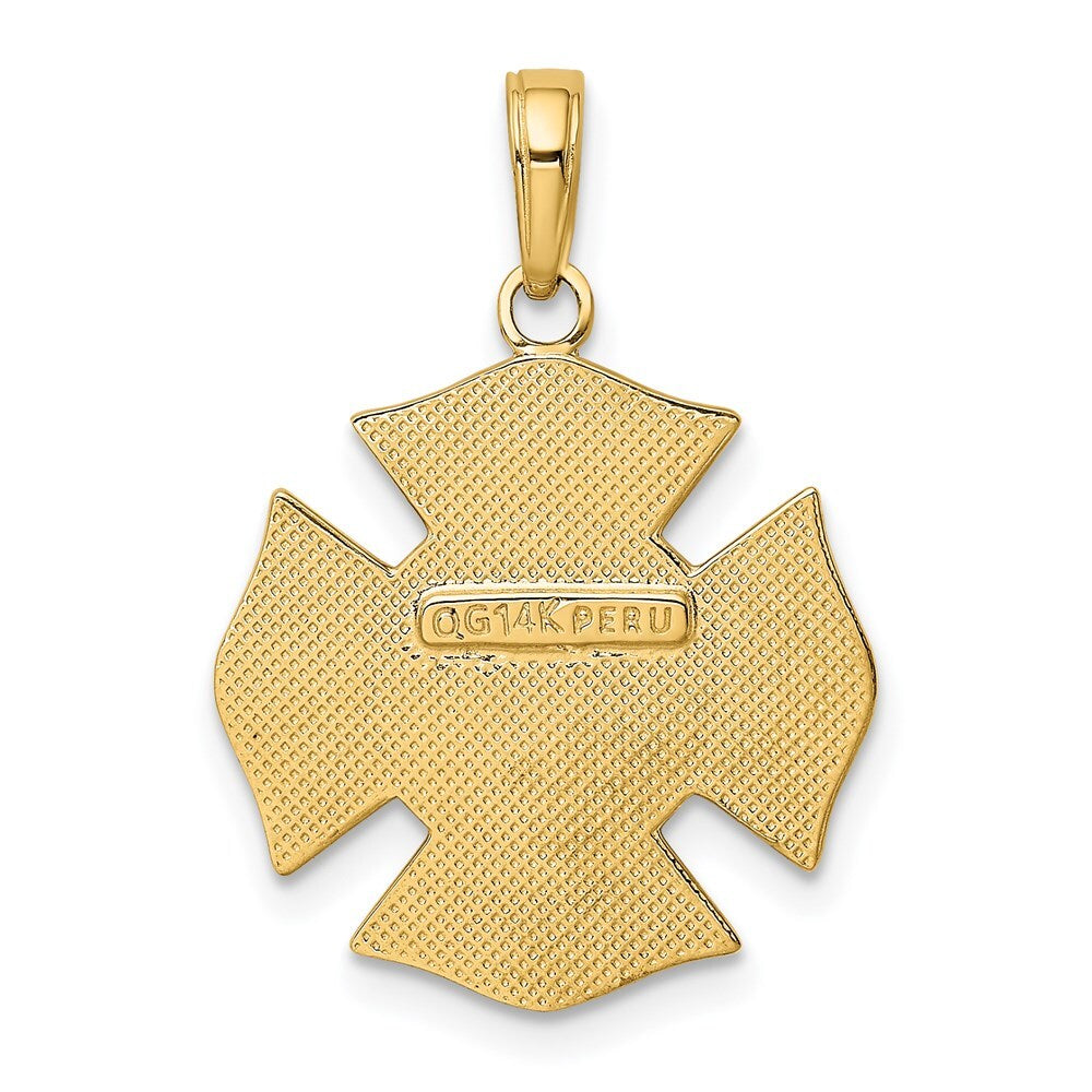 14k Yellow Gold Fire Department FD Badge Pendant for Women