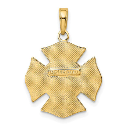 14k Yellow Gold Fire Department FD Badge Pendant for Women