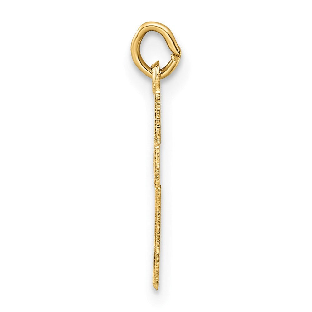 14k Yellow Gold Polished and Textured Solid Star Cross Pendant