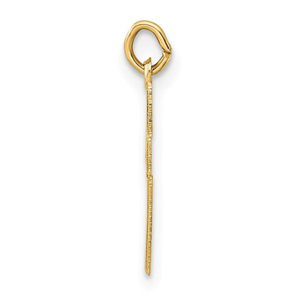 14k Yellow Gold Polished and Textured Solid Star Cross Pendant