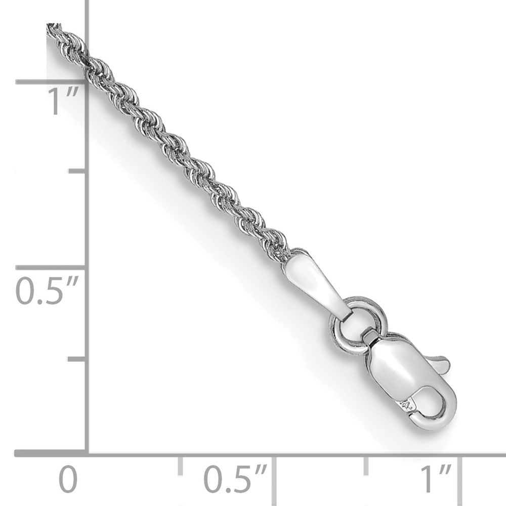 14K White Gold 8 inch 1.5mm Regular Rope Chain Bracelet