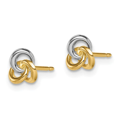 14k Yellow Gold Rhodium Love Knot Stud Earrings Gift for Women