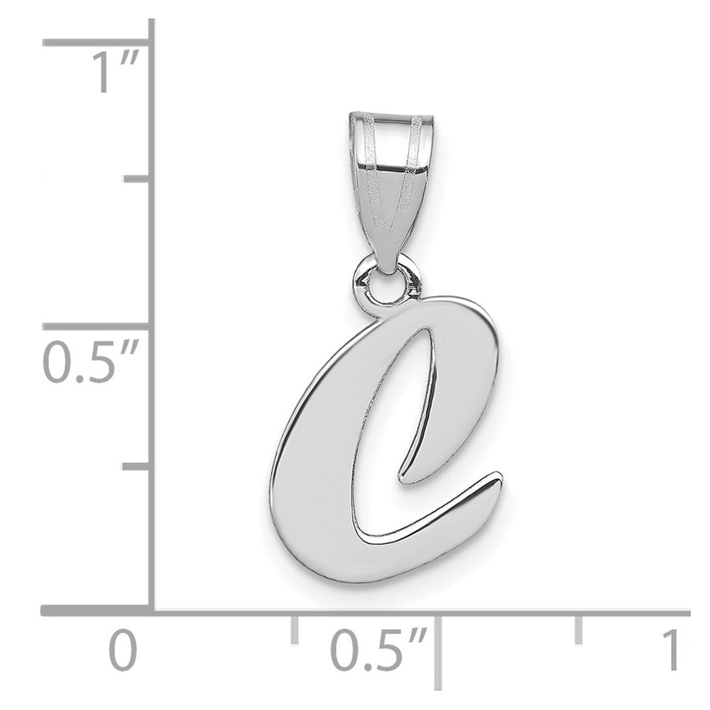 14K White Polished Script Letter C Initial Pendant