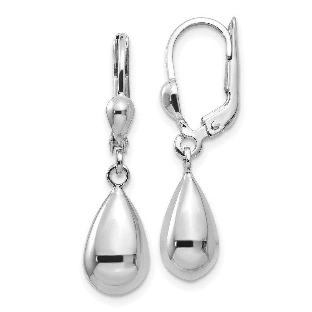 14k White Gold Polished Drop Dangle Earrings
