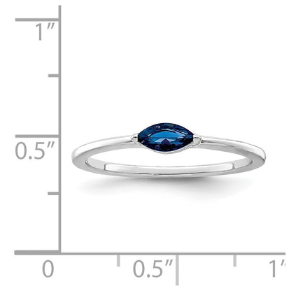 Sterling Silver Rhodium Plated Blue Cubic Zirconia Ring Size 6