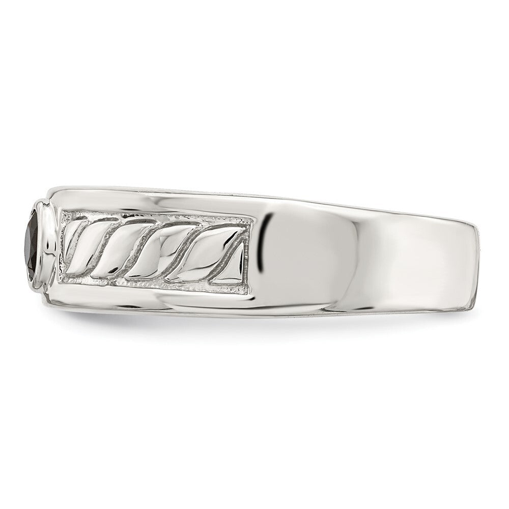 Sterling Silver Rhodium-plated Men's Onyx Ring Size 9