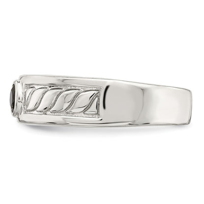 Sterling Silver Rhodium-plated Men's Onyx Ring Size 9
