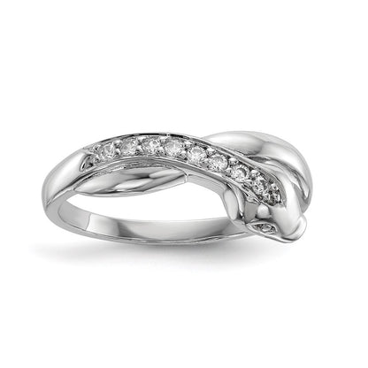 Sterling Silver Rhodium-plated Cubic Zirconia Snake Ring Size 8