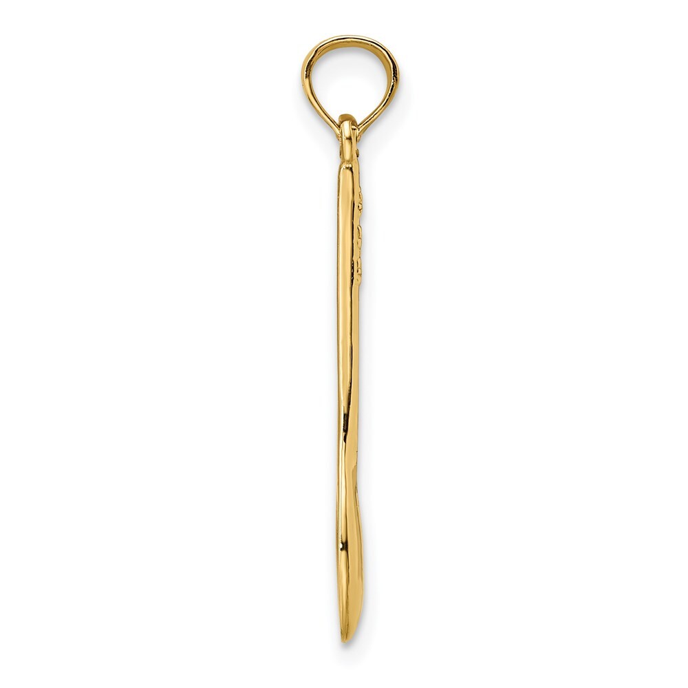 14k Yellow Gold Polished 3-D Spoon Charm Pendant for Women