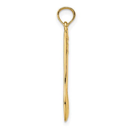 14k Yellow Gold Polished 3-D Spoon Charm Pendant for Women