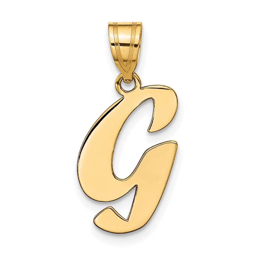 14k Yellow Gold Polished Script Letter G Initial Pendant for Women
