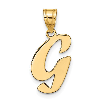 14k Yellow Gold Polished Script Letter G Initial Pendant for Women