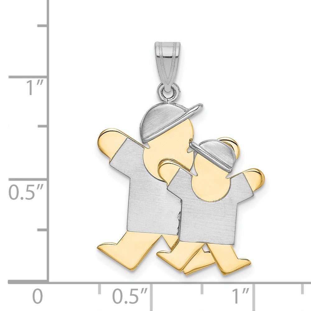 14k Two-Tone Gold Big Boy and Little Boy Engravable Charm