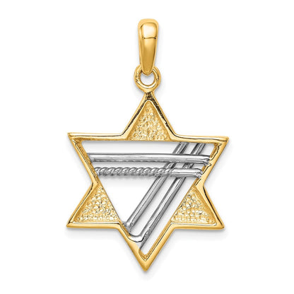 14k Two-tone Gold Star of David Pendant for Women