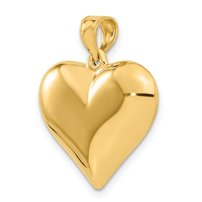 14k Yellow Gold Polished 3-D Puffed Heart Pendant for Women