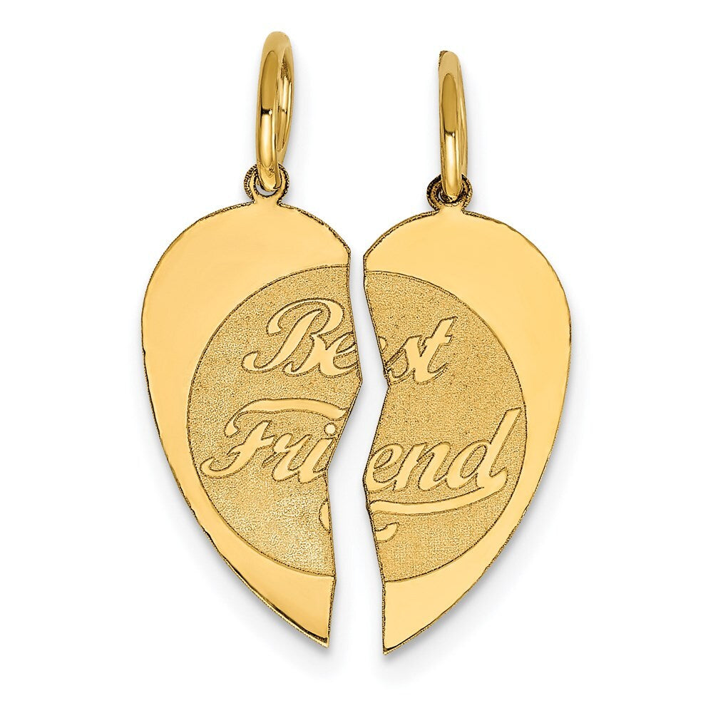 14k Yellow Gold 2-piece BEST FRIEND Charm Pendant for Women