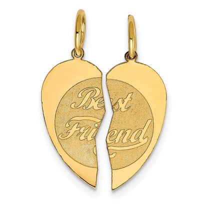 14k Yellow Gold 2-piece BEST FRIEND Charm Pendant for Women