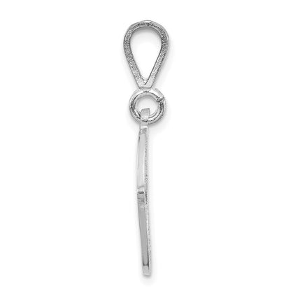 14k White Gold Solid Polished Script Filigree Letter O Initial Pendant for Women